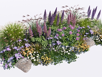 modern shrubs flowers and plants flower glasses flower bed plant combination green plant 3d model