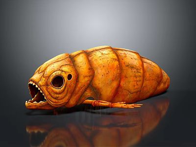 Fierce Orange Shell like Game and Movie Character with Large Mouth and Big Eyes 3d model