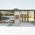 Modern Commercial Storefront Design With Metal Structure Glass Doors Wooden Accents And Entrance Area
