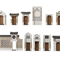 Traditional Chinese Ancient Architecture Door Head Gate House 3d model