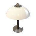 Modern Table Lamp With White Dome Shade Silver Top And Dark Metal Base