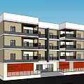 Modern Multi Story Residential Commercial Building Exterior With Balconies And Storefronts