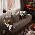 Cozy White Two Seater Sofa In Bright Living Room With Sunlight And Colorful Cushions