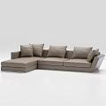 Modern Light Brown Leather Sectional Sofa with Multiple Cushions and L Shape Design 3d model