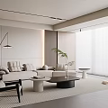 Modern Minimalist Living Room Interior With Beige Sofa Black Coffee Table Floor Lamp And Blinds