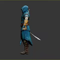 Blue Hooded Jacket With Gold Decorative Details For Casual Daily Wear