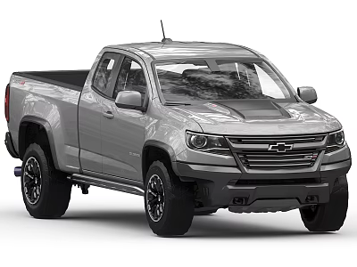 Chevrolet Silver Pickup Truck With Sporty Exterior And Black Wheels Design 3d model