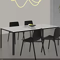 Modern Dining Table Set With White Top Black Legs And Four Black Chairs