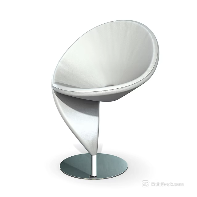 Modern White Curved Accent Chair With Sleek Design And Metal Base 3d model 