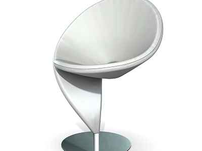 Modern White Curved Accent Chair With Sleek Design And Metal Base 3d model
