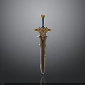 Ornate Mythical Sword With Gold And Blue Accents Decorative Hilt And Detailed Blade