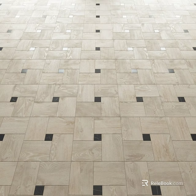 Light Colored Floor Tiles With Black Square Accents Patterned Design For Interior Spaces 3d model 