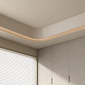 Modern Ceiling Design With Recessed Lighting And Gray Cabinets Near Window Blinds