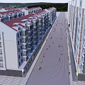 Vibrant Modern Commercial Complex With Busy Pedestrian Street And Retail Stores