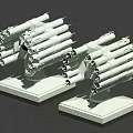 Two White Multi Tube Missile Launchers with Cylindrical Tubes and Square Bases