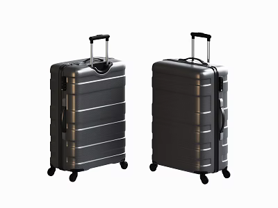 Two Stylish Hard Shell Suitcases With Telescopic Handles And Rolling Wheels 3d model