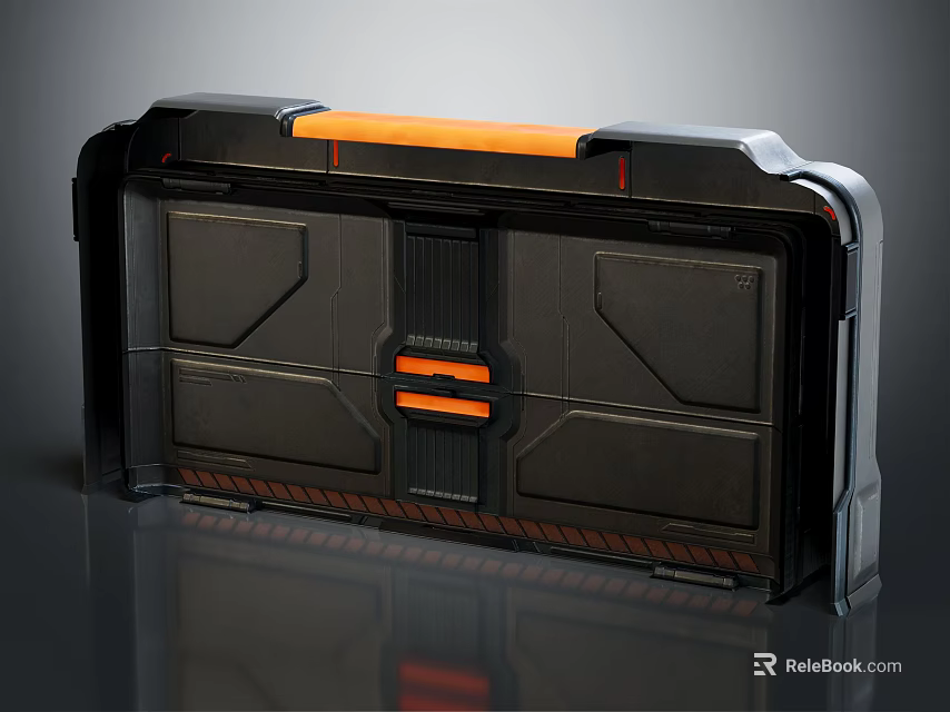 Futuristic Black Device With Orange Accent Strips And Modern Panel Design 3d model 