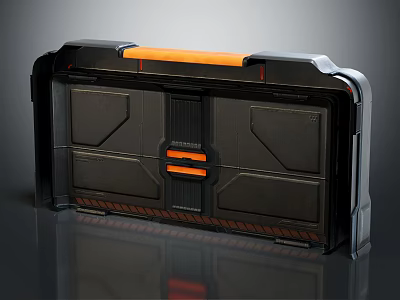 Futuristic Black Device With Orange Accent Strips And Modern Panel Design 3d model