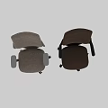 Two Modern Office Chairs with Black White Frame Brown Beige Cushion and Wheels
