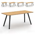 Modern Wooden Dining Table With Black Metal Legs And Rectangular Smooth Surface 3d model