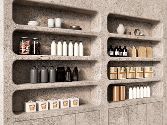 Modern Wall Cabinet Ornaments Tableware Tea Cans Storage Rack Wall Cabinet Tableware Ornaments 3d model