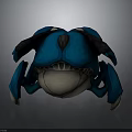 Blue Crab 3D Sculpture With Detailed Carapace Legs And Gray Background Front View