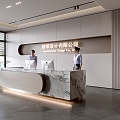 Modern company front desk background wall reception area bar desk reception desk hall simple lobby 3d model