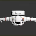 Man in White Astronaut Spacesuit with NASA Logo Standing on Gray Background