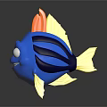 Adorable Blue Cartoon Fish Dolls With Yellow Orange Fins And Smiling Faces