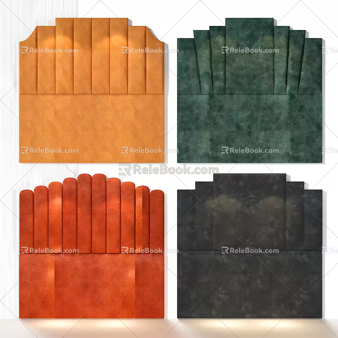 Modern Soft Bed Backboard Soft Bag Combination 3d model