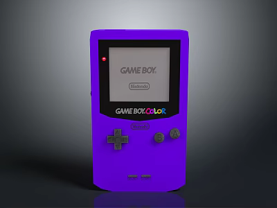 Purple Game Boy Color Retro Electronic Handheld Gaming Console With Vintage Design 3d model
