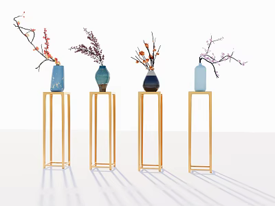 New Chinese Style Vase Exquisite Vase Porcelain Vase Porcelain Ornaments Plant 3d model