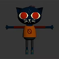 Dark Blue Cat Like Game and Movie Character With Red Eyes Orange Shirt Blue Shoes