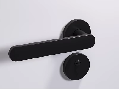 Modern Black Metal Door Handle With Minimalist Design And Round Keyhole 3d model