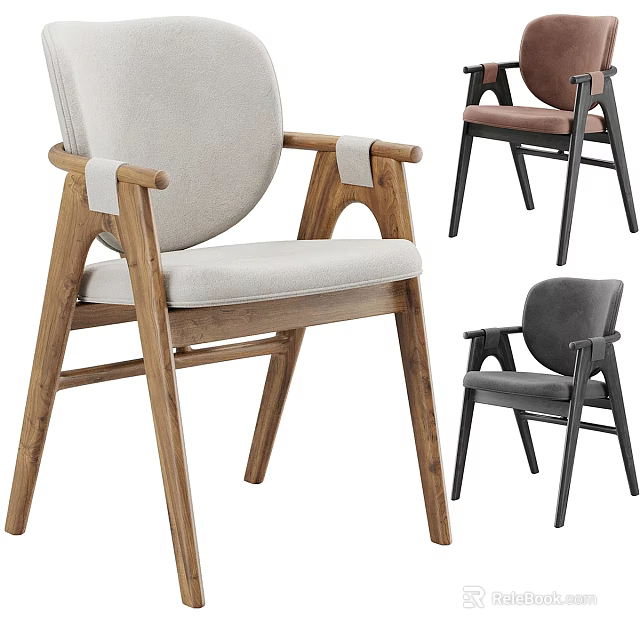Modern Single Accent Chair With Wooden Frame Armrests And Beige Brown Gray Upholstery 3d model 