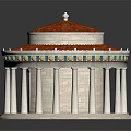 Classical Dome Architectural Model With Red Roof White Columns And Colored Base Trim 3d model