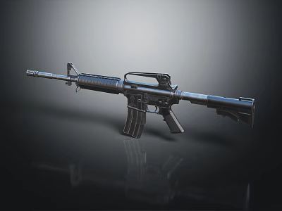Modern Military Rifle With Black Metal Barrel And Tactical Components Design 3d model