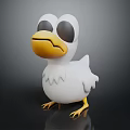 Cute Cartoon Bird Character 3D Model With White Body Yellow Beak And Black Eyes 3d model