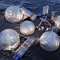 Space Space Station Glass Dome Space Bin Astronaut Crater 3d model