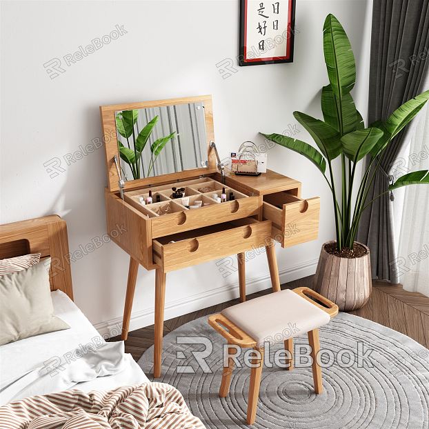 Japanese Style Dressing Table Solid Wood Dressing Table model