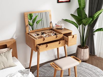 Japanese Style Dressing Table Solid Wood Dressing Table model