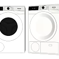 Modern White Front Load Washing Machines With Sleek Design And Control Panel 3d model