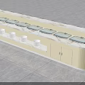 Long Dining Table Featuring Marble Countertop Warm Food Containers Built in Lights And Storage Cabinets