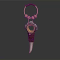 Handcrafted Leather Keychain With Gold Metal Ring And Decorative Pendant For Daily Use