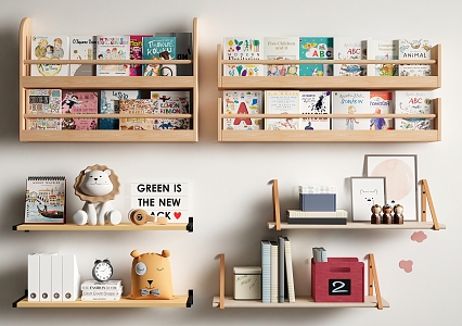 Modern Bookshelf Wall Hanging Bookshelf Children's Books Book Ornaments 3d model