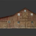 Rustic Wooden Barn With Sloped Roof Small Windows And Double Doors