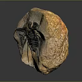Fossilized Ancient Creature With Preserved Organs And Hair Like Setae On Stone