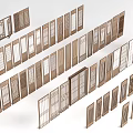 Wooden Decorative Screens With Various Grille Patterns For Interior Decoration 3d model