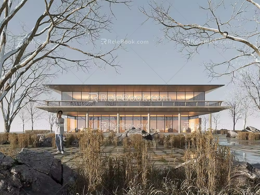 Modern Sales Office Building Sales Department Public Building Rural Architecture Net Red Book Bar Restaurant Net Red Tea Room 3d model