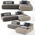 Modern Modular Sofa Styles In Gray And Beige With Decorative Cushions And Blankets